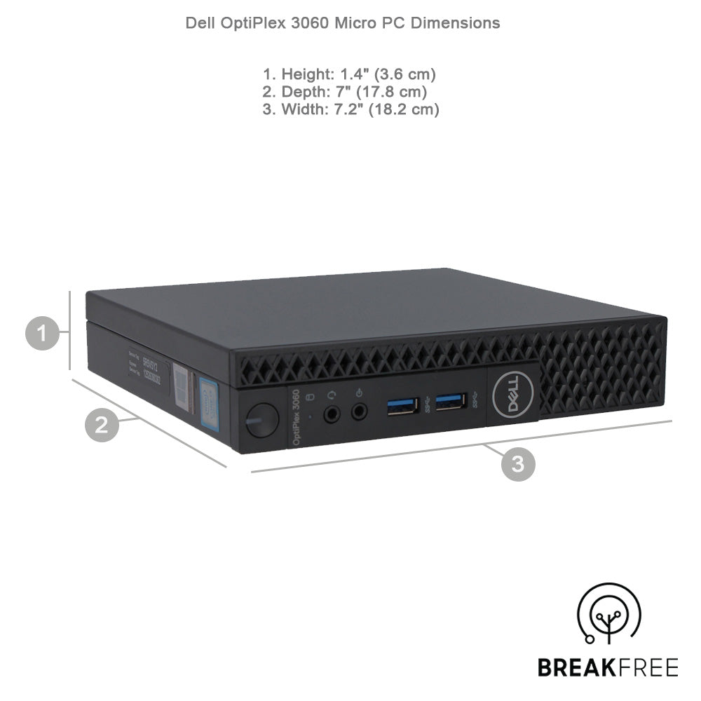 Dell OptiPlex 3060 Micro PC i3 8100T 3.1GHz 8GB RAM 256GB SSD 4K DP HDMI