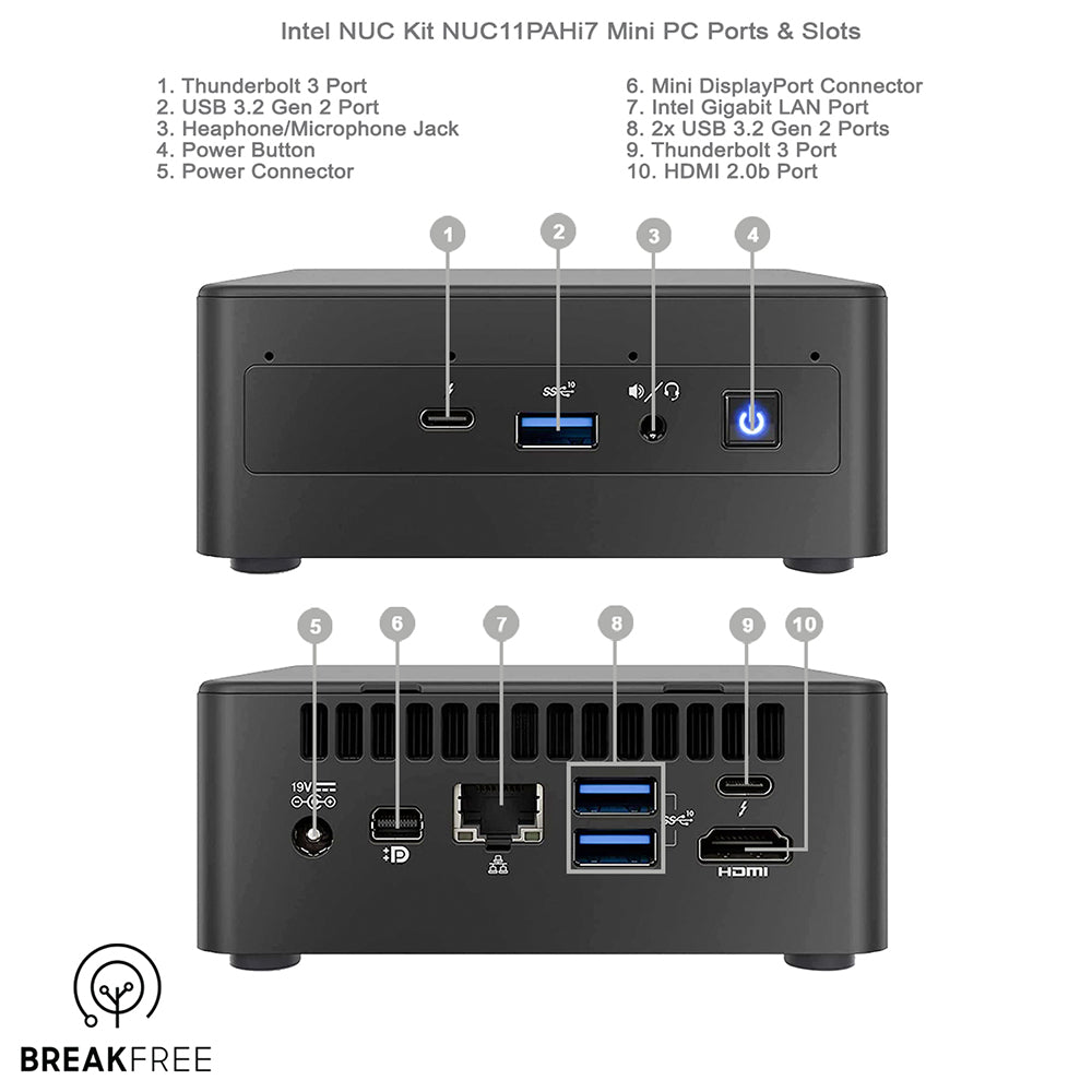 Intel NUC NUC11PAHi7 Mini PC i7 1165G7 4.7GHz 32GB RAM 500GB SSD WiFi Bluetooth