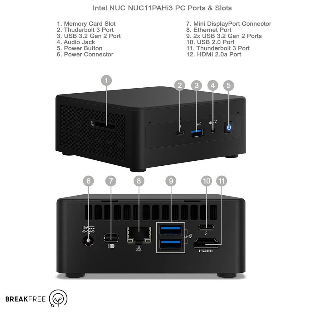 Intel NUC NUC11PAHi3 Mini PC i3 1115G4 4.1GHz 8GB RAM 256GB SSD WiFi Bluetooth