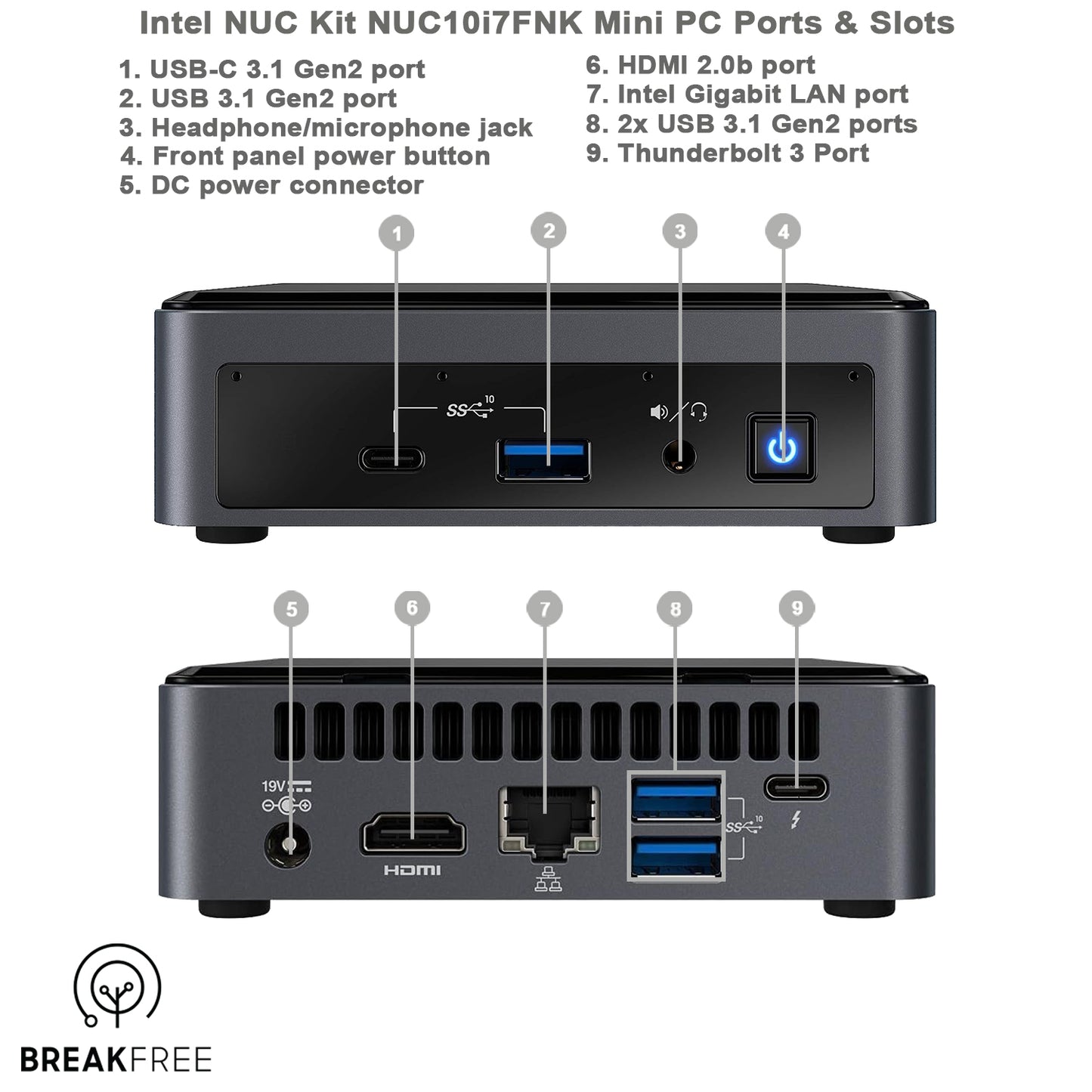 Intel NUC Kit NUC10i7FNK PC i7 10710U 4.7GHz 16GB RAM 500GB SSD WiFi Bluetooth