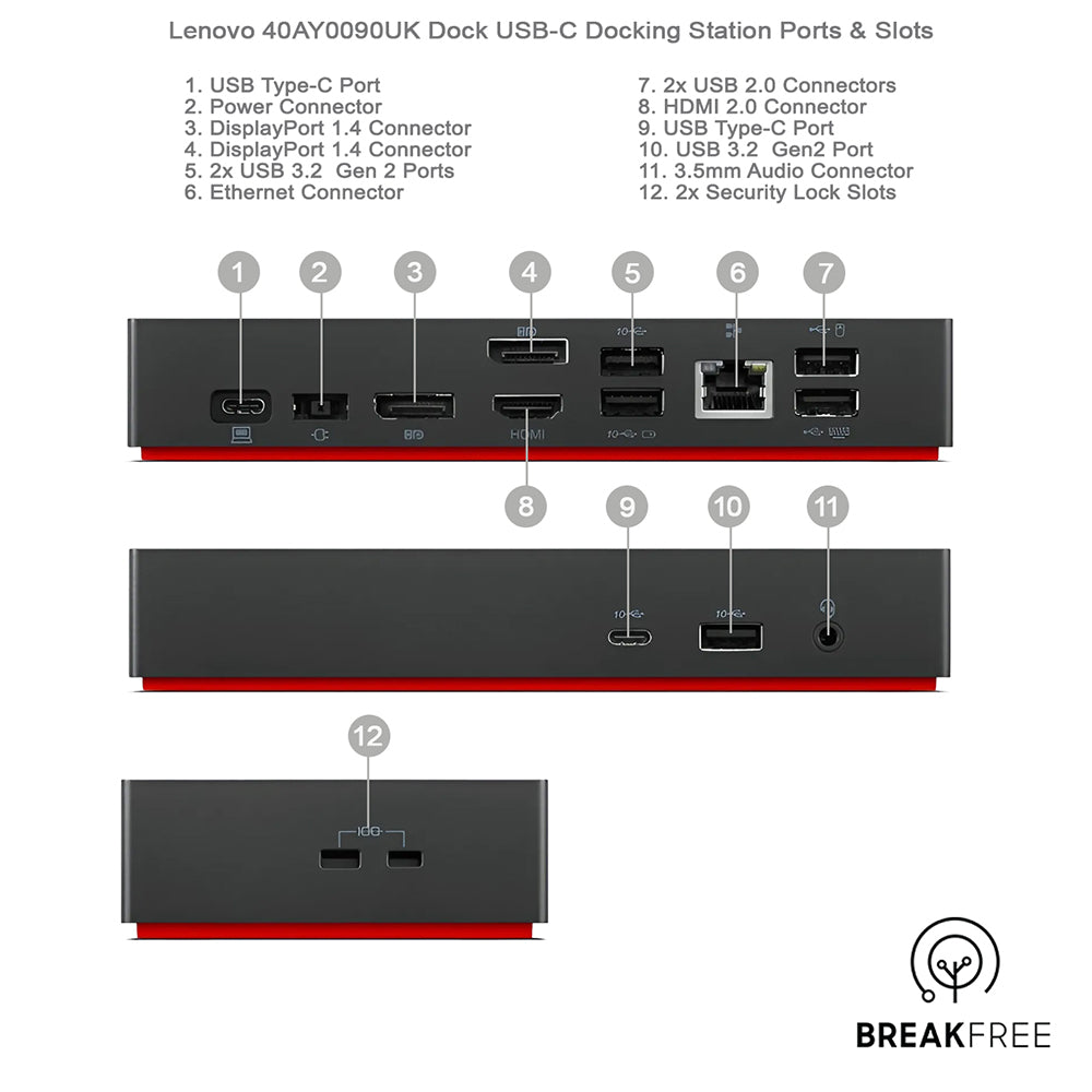 Lenovo 40AY0090UK Dock USB-C Docking Station