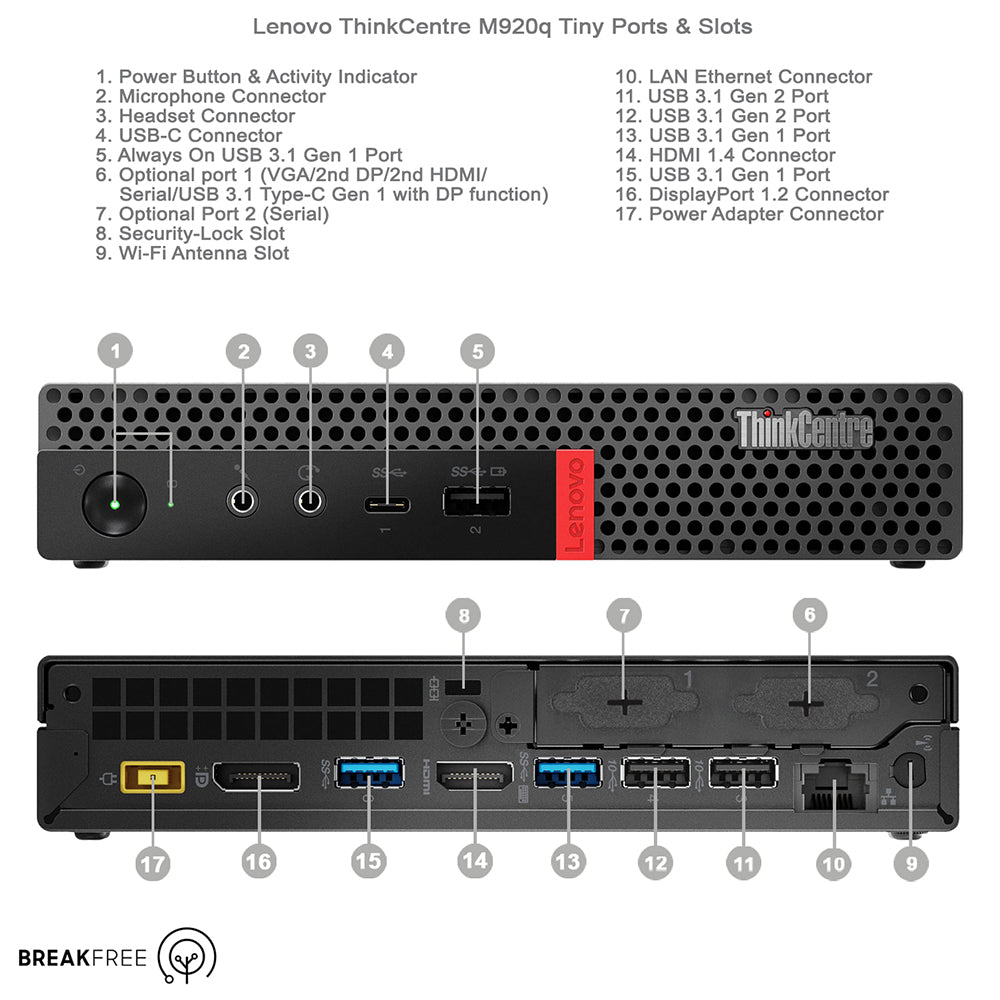 Lenovo ThinkCentre M920q Tiny PC i7 9700T 4.3GHz 32GB RAM 500GB SSD 4K WiFi Bluetooth