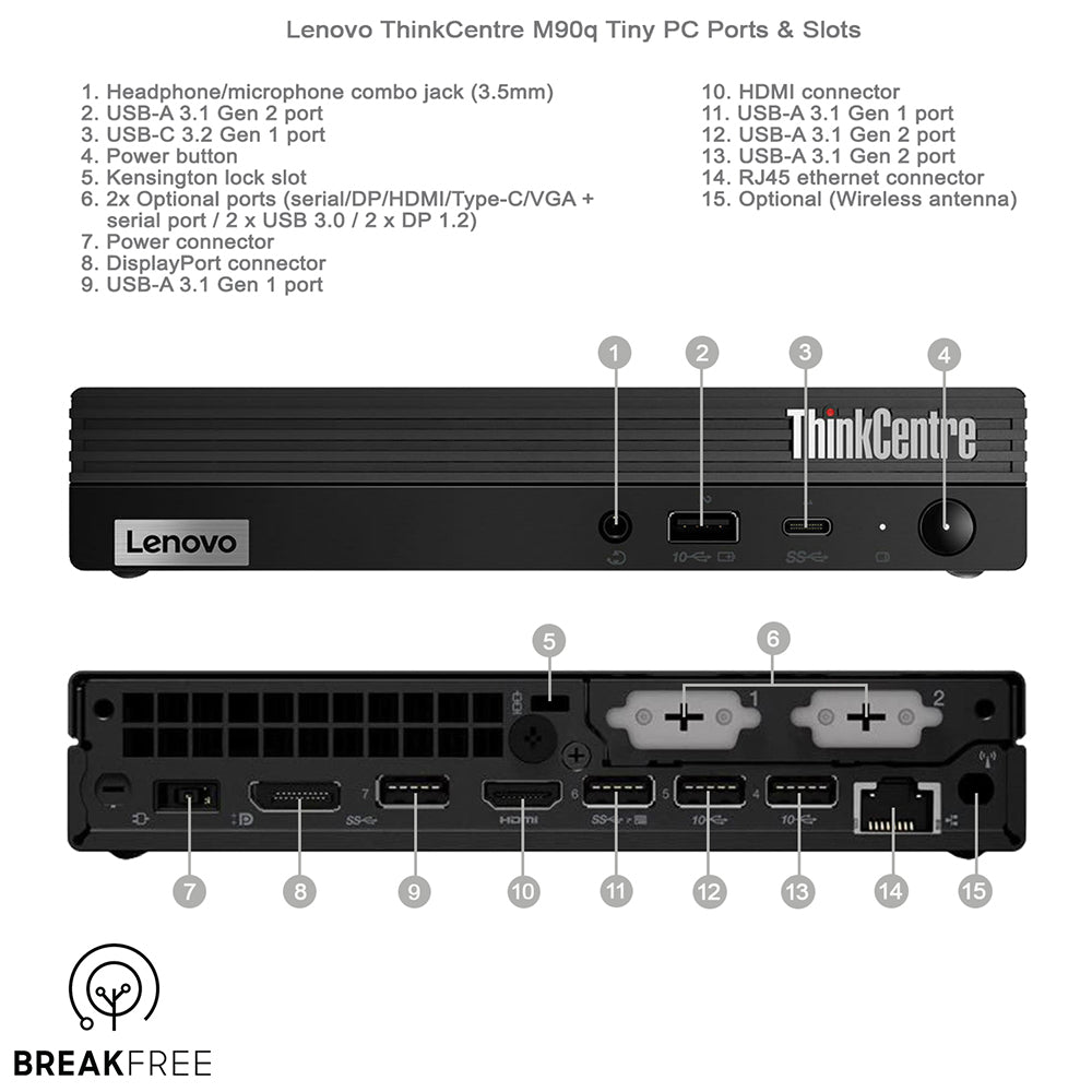 Lenovo ThinkCentre M90q Tiny PC i9 10900T 4.6GHz 32GB RAM 500GB SSD WiFi BT 4K
