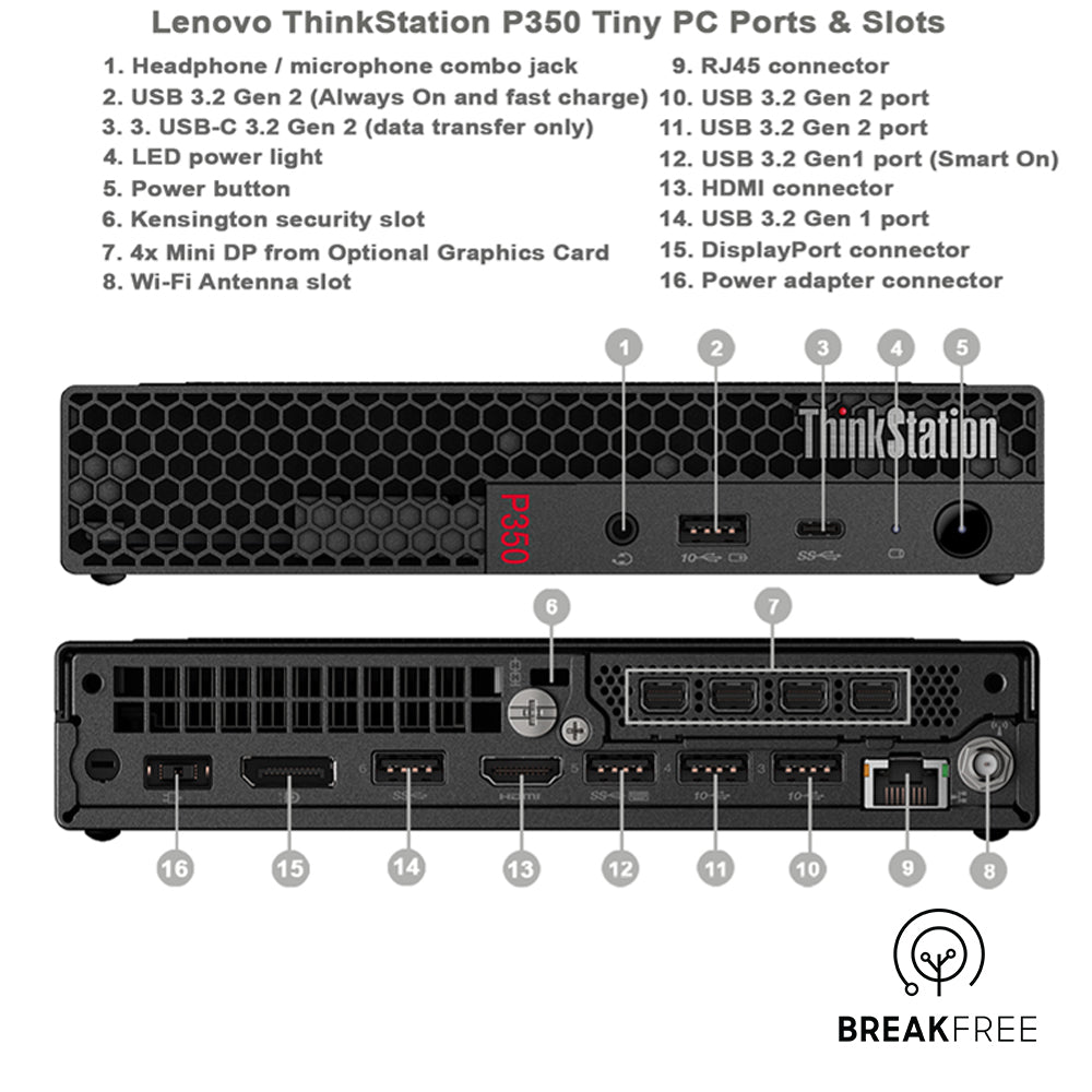 Lenovo ThinkStation P350 Tiny PC WiFi Nvidia Graphics Card