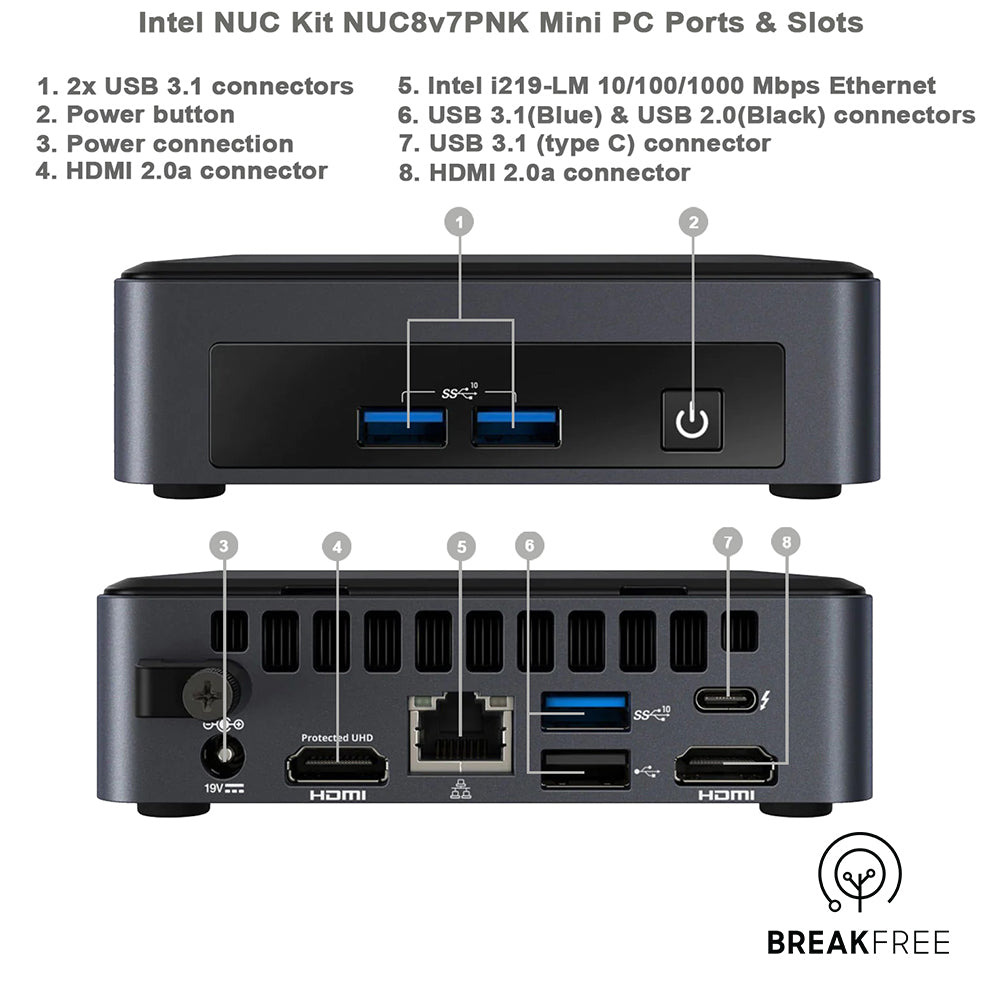 Intel NUC NUC8v7PNK Mini PC WiFi Bluetooth