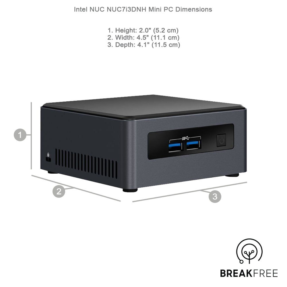 Intel NUC7i3DNH NUC PC i3 7100U 8GB RAM 256GB SSD WiFi Add-on Audio Ports