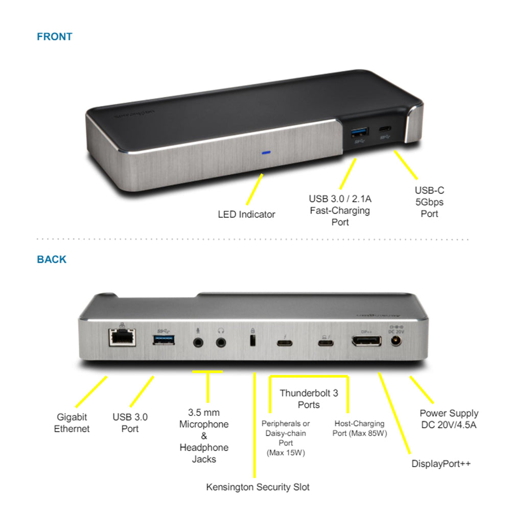 Kensington SD5200T Thunderbolt 3 Docking Station K38300NA 4K Ultra HD