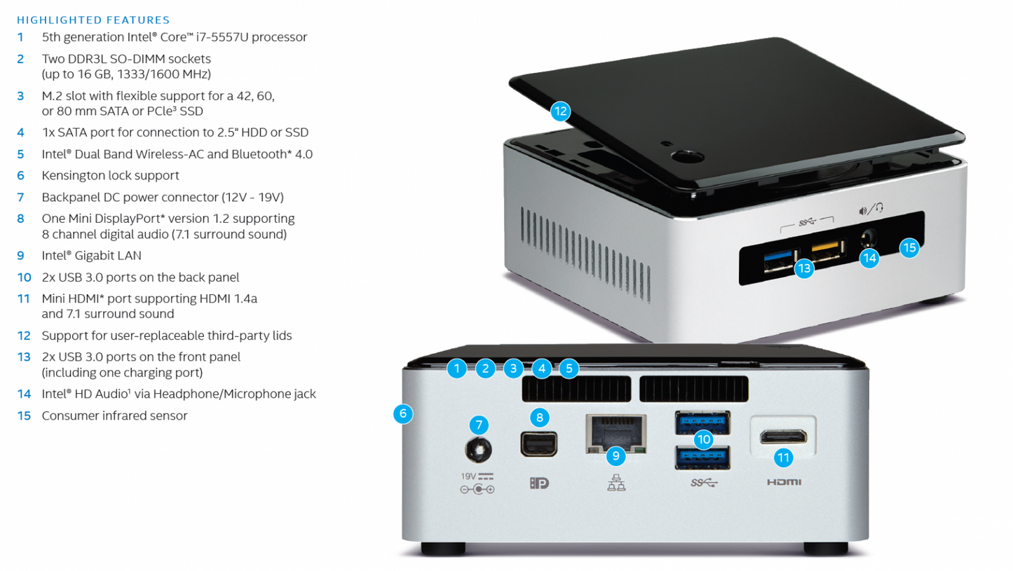 Intel NUC NUC5i7RYH Mini PC WiFi Bluetooth