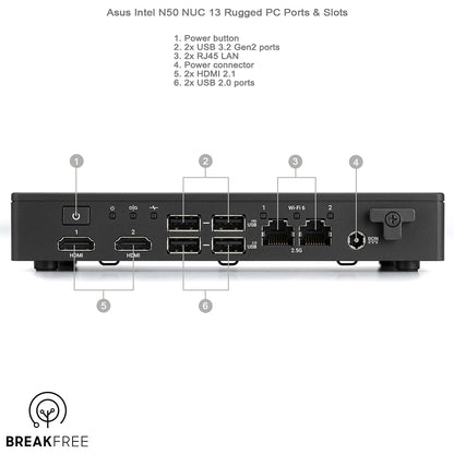 Asus NUC 13 Rugged Mini PC Intel N50 64GB eMMC WiFi Bluetooth