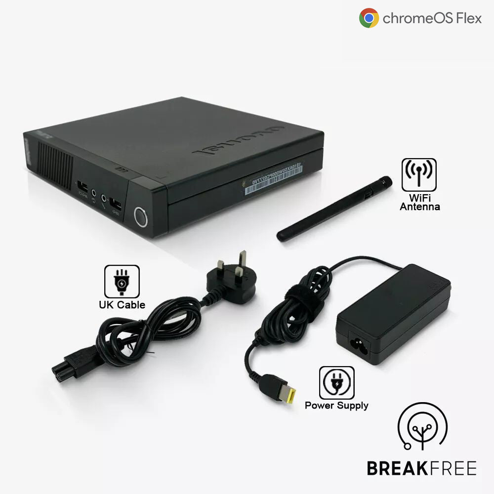 Lenovo M53 Mini PC ChromeOS Flex J1800 4GB RAM 16GB SSD WiFi Bluetooth