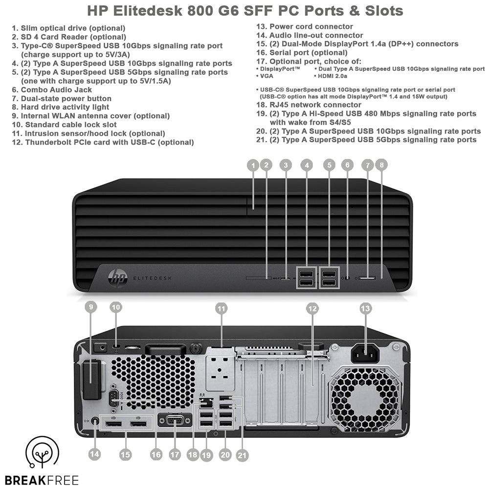 HP EliteDesk 800 G6 SFF PC i7 10700 4.8GHz 32GB RAM 256GB SSD 512GB SSD