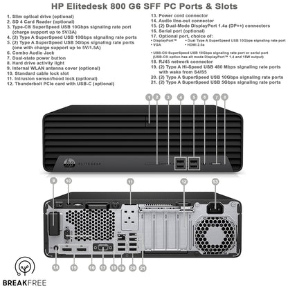 HP EliteDesk 800 G6 SFF PC i7 10700 4.8GHz 32GB RAM 256GB SSD 512GB SSD
