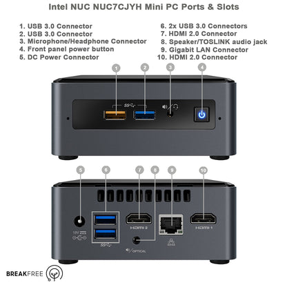 Intel NUC Kit NUC7CJYH PC i3 4025U 1.9GHz 8GB RAM 240GB SSD WiFi Bluetooth