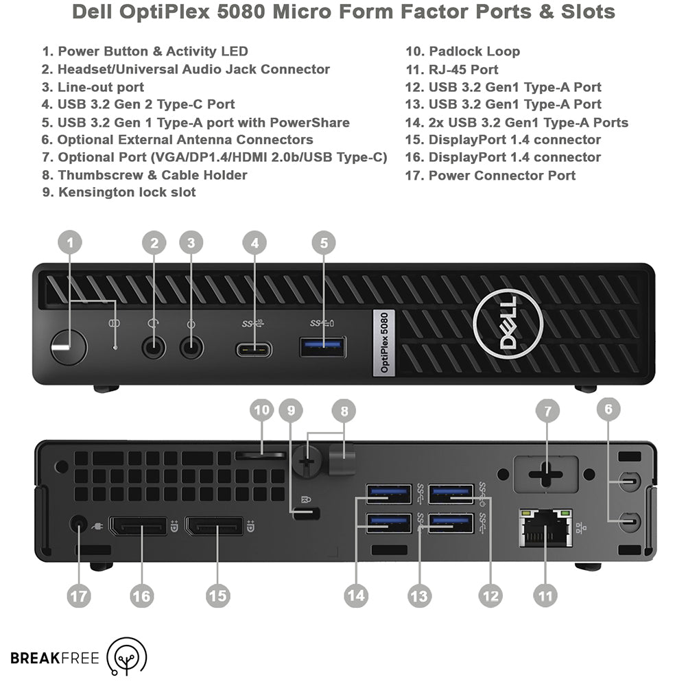 Dell OptiPlex 5080 Mini Micro PC WiFi 6 Bluetooth