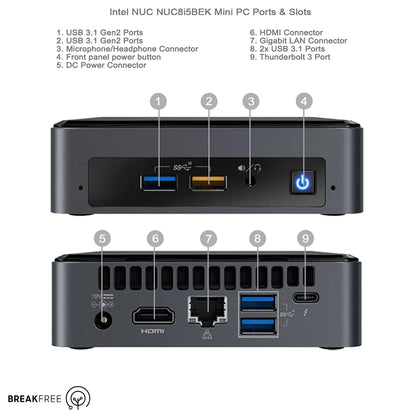 Intel NUC NUC8i5BEK Mini PC i5 8259U 3.8GHz 16GB RAM 256GB SSD WiFi Bluetooth