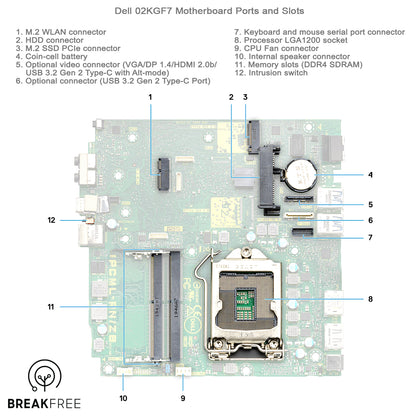 Dell 02KGF7 Motherboard OptiPlex 5080 Micro LGA1200 DDR4