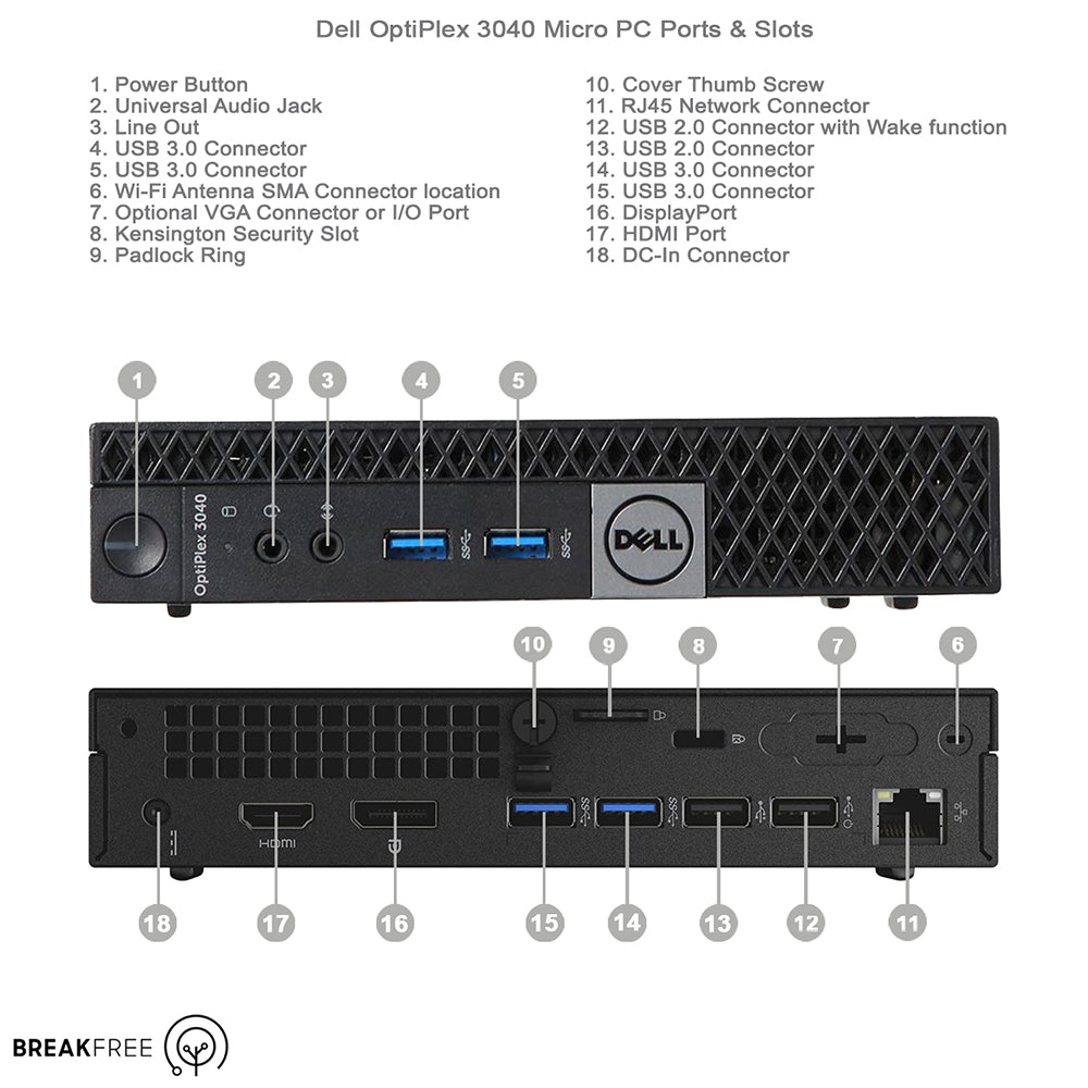 Dell 3040 Micro G4400T 8GB RAM 256GB SSD WiFi