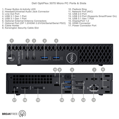 Dell OptiPlex 3070 Micro PC i5 9500T 16GB RAM 256GB SSD