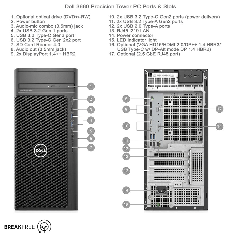 Dell Precision 3660 Barebone Tower PC i5 13500 Processor
