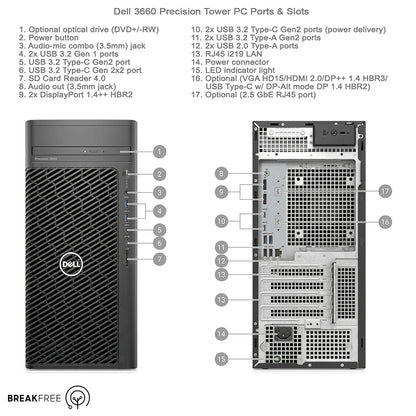 Dell Precision 3660 Barebone Tower PC i5 13500 Processor