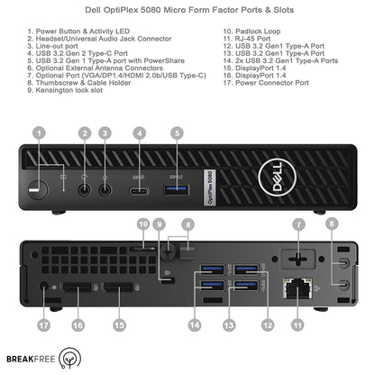 Dell OptiPlex 5080 Micro PC i7 10700T 4.5GHz 32GB RAM 500GB SSD