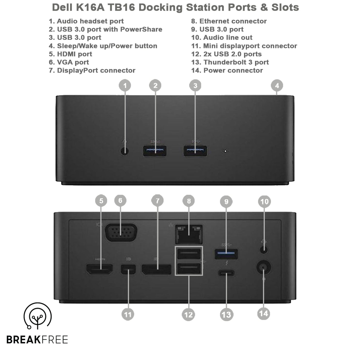 Dell K16A TB16 Dock Universal Docking Dock Station with 240W PSU VAT