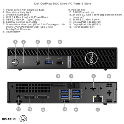 Dell OptiPlex 5000 Micro PC i5 12500T 4.4GHz 16GB RAM 500GB SSD WiFi Bluetooth