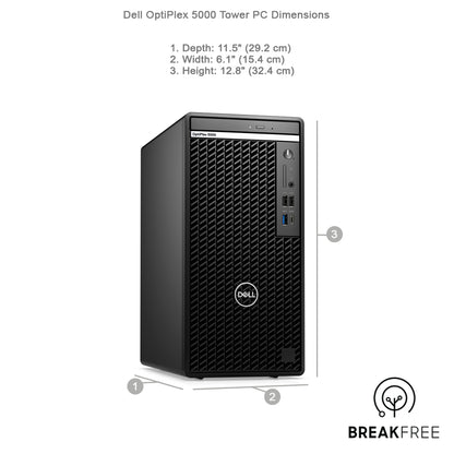 Dell OptiPlex 5000 Tower PC i7 12700 4.9GHz 16GB RAM 256GB SSD 1TB HDD WiFi Bluetooth
