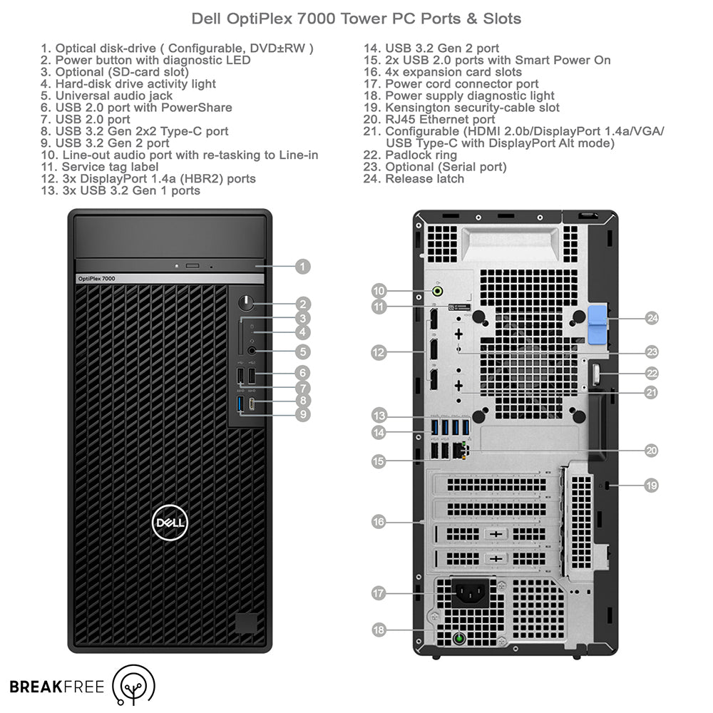 Dell OptiPlex 7000 Tower PC i7 12700 4.9GHz 32GB RAM 1TB SSD