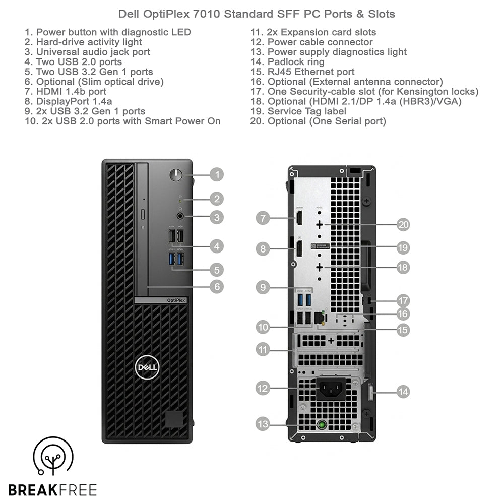 Dell OptiPlex 7010 SFF PC i5 13500 16GB RAM 256GB SSD HDMI DP