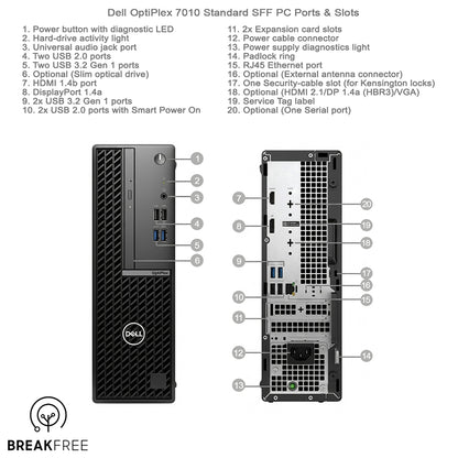 Dell OptiPlex 7010 SFF PC i5 13500 16GB RAM 256GB SSD HDMI DP