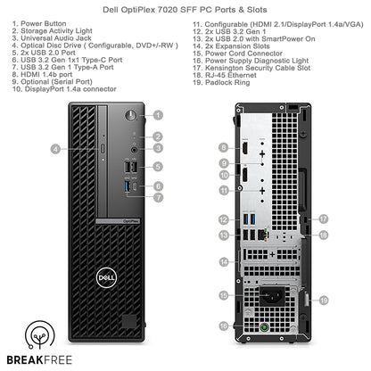 Dell OptiPlex 7020 SFF PC i5 14500 5GHz 16GB RAM 256GB SSD HDMI DP VGA WiFi Bluetooth