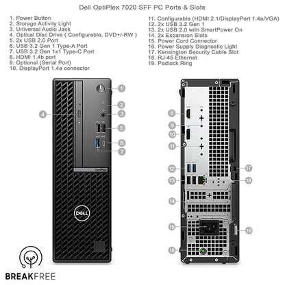 Dell OptiPlex 7020 SFF PC i5 14500 5GHz 16GB RAM 500GB SSD WiFi Bluetooth