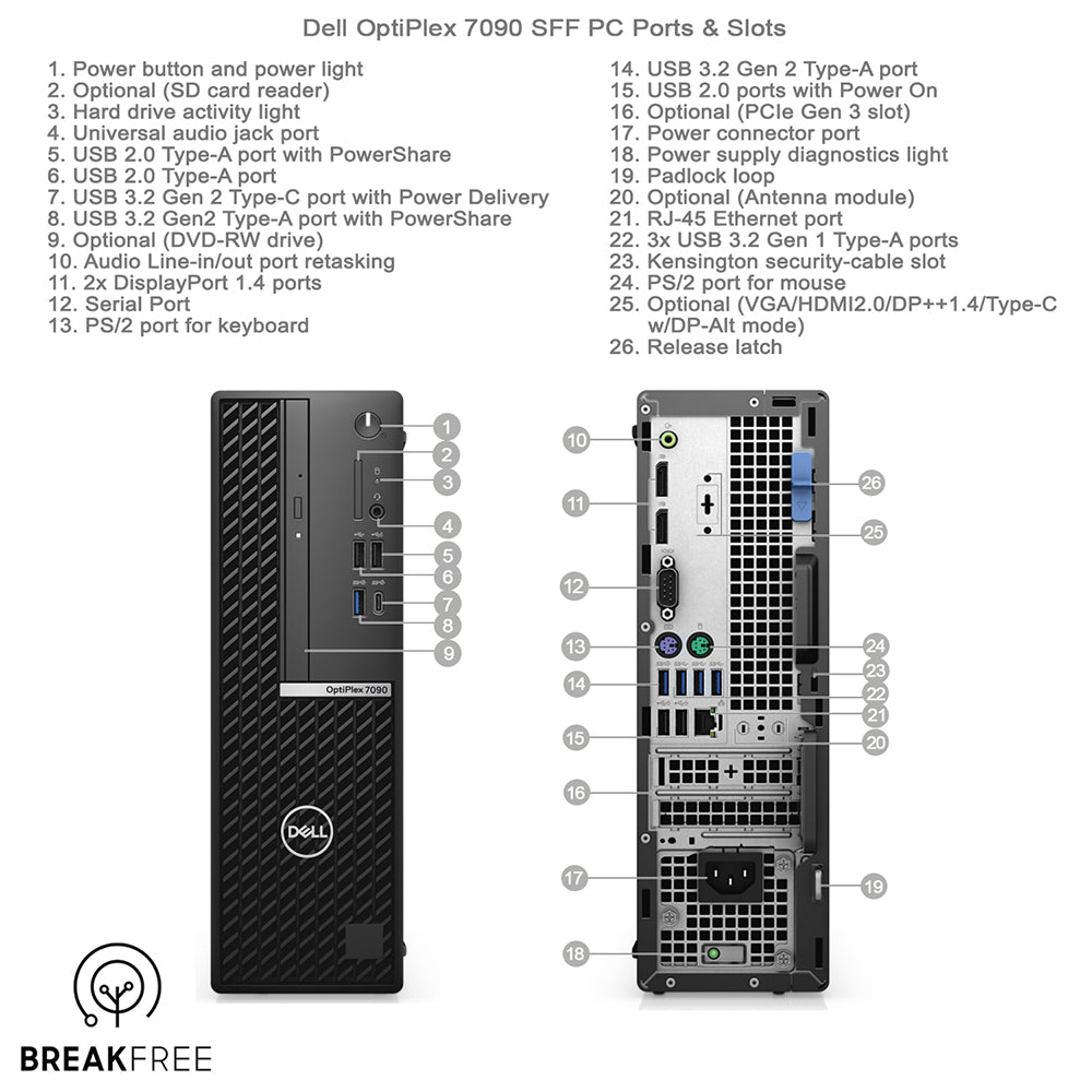 Dell OptiPlex 7090 SFF PC i9 10900 16GB RAM 512GB SSD 4K DP