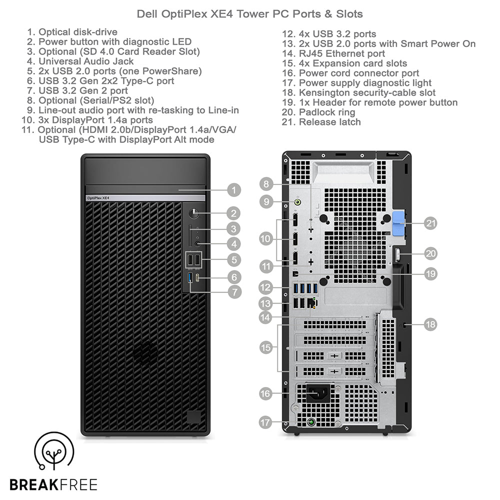 Dell OptiPlex XE4 Tower PC i7 12700 4.9GHz 32GB RAM 512GB SSD WiFi Bluetooth