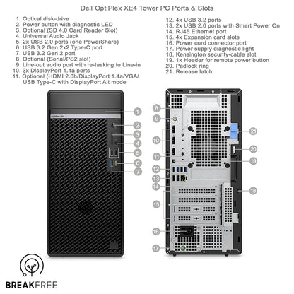 Dell OptiPlex XE4 Tower PC i7 12700 4.9GHz 32GB RAM 512GB SSD WiFi Bluetooth