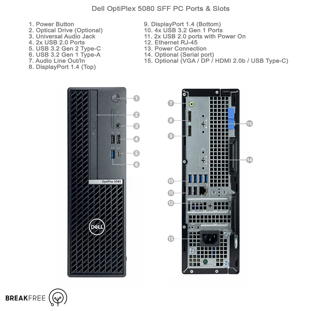 Dell OptiPlex 5080 SFF PC i5 10500 4.5GHz 16GB RAM 256GB SSD 4K