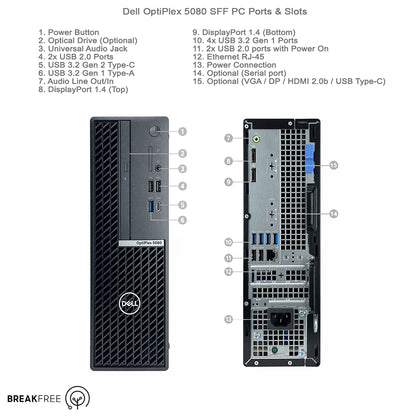 Dell OptiPlex 5080 SFF PC i5 10500 4.5GHz 16GB RAM 256GB SSD 4K