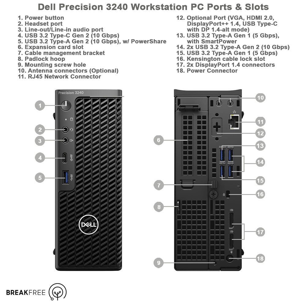 Dell Precision 3240 Workstation PC i7 10700 32GB RAM 500GB SSD Nvidia P1000 4GB DP
