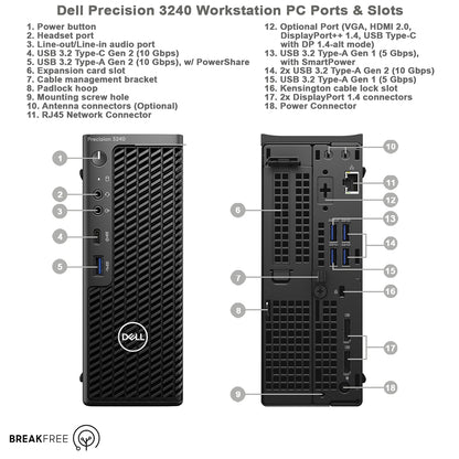 Dell Precision 3240 Workstation PC i7 10700 32GB RAM 500GB SSD Nvidia P1000 4GB DP