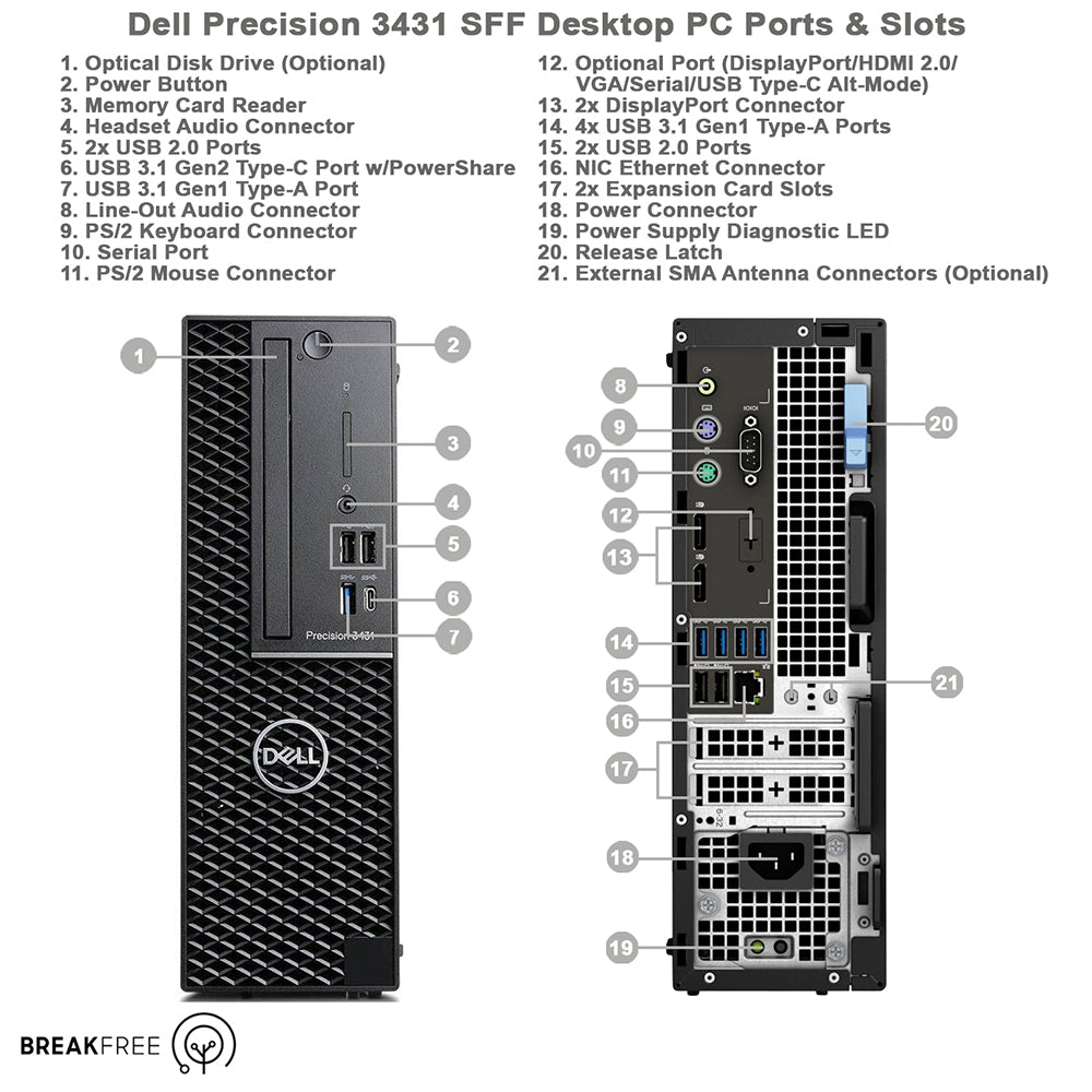 Dell Precision 3431 SFF PC i7 8700 16GB RAM 1TB HDD Nvidia P1000 4GB