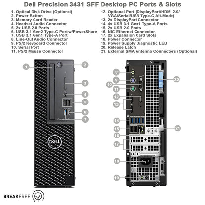 Dell Precision 3431 SFF PC i7 8700 16GB RAM 1TB HDD Nvidia P1000 4GB