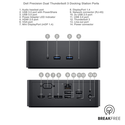 Dell Precision TB18DC Dual USB-C Thunderbolt Dock Docking Station