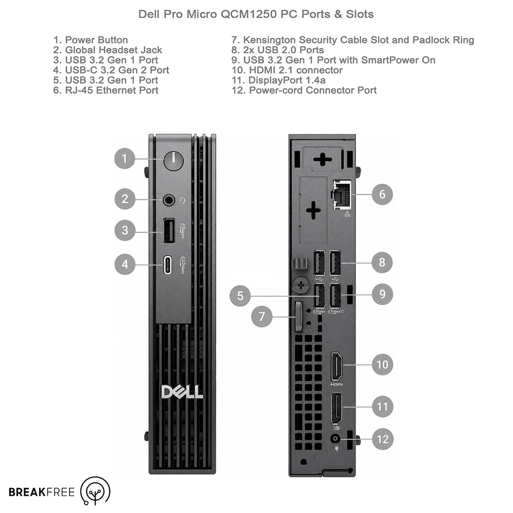 Dell Pro Micro QCM1250 i5 14500T 16GB RAM 512GB SSD WiFi DP HDMI