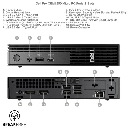 Dell pro QBM1250 Micro Plus PC Ultra 5 5.1GHz 16GB RAM 500GB SSD WiFi Bluetooth