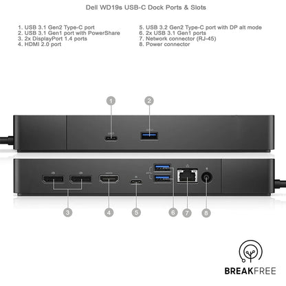 Dell WD19s USB-C Dock Universal Docking Station with 130W PSU
