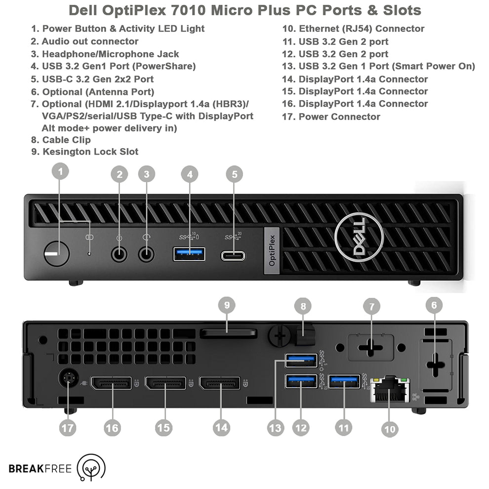 7010 Dell OptiPlex 7010 Micro Plus PC i7 13700T 4.9GHz 32GB RAM 500GB SSD ...