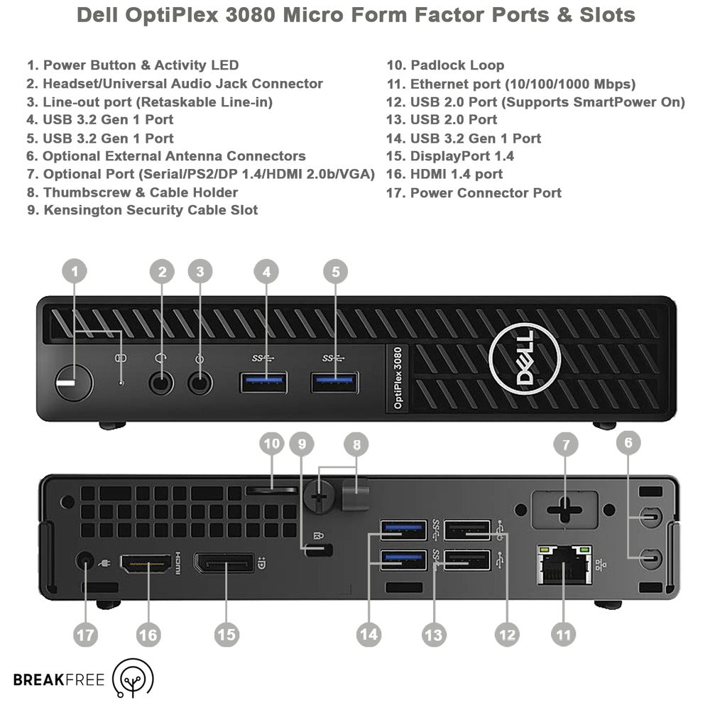 Dell OptiPlex 3080 Micro PC WiFi 6 Bluetooth