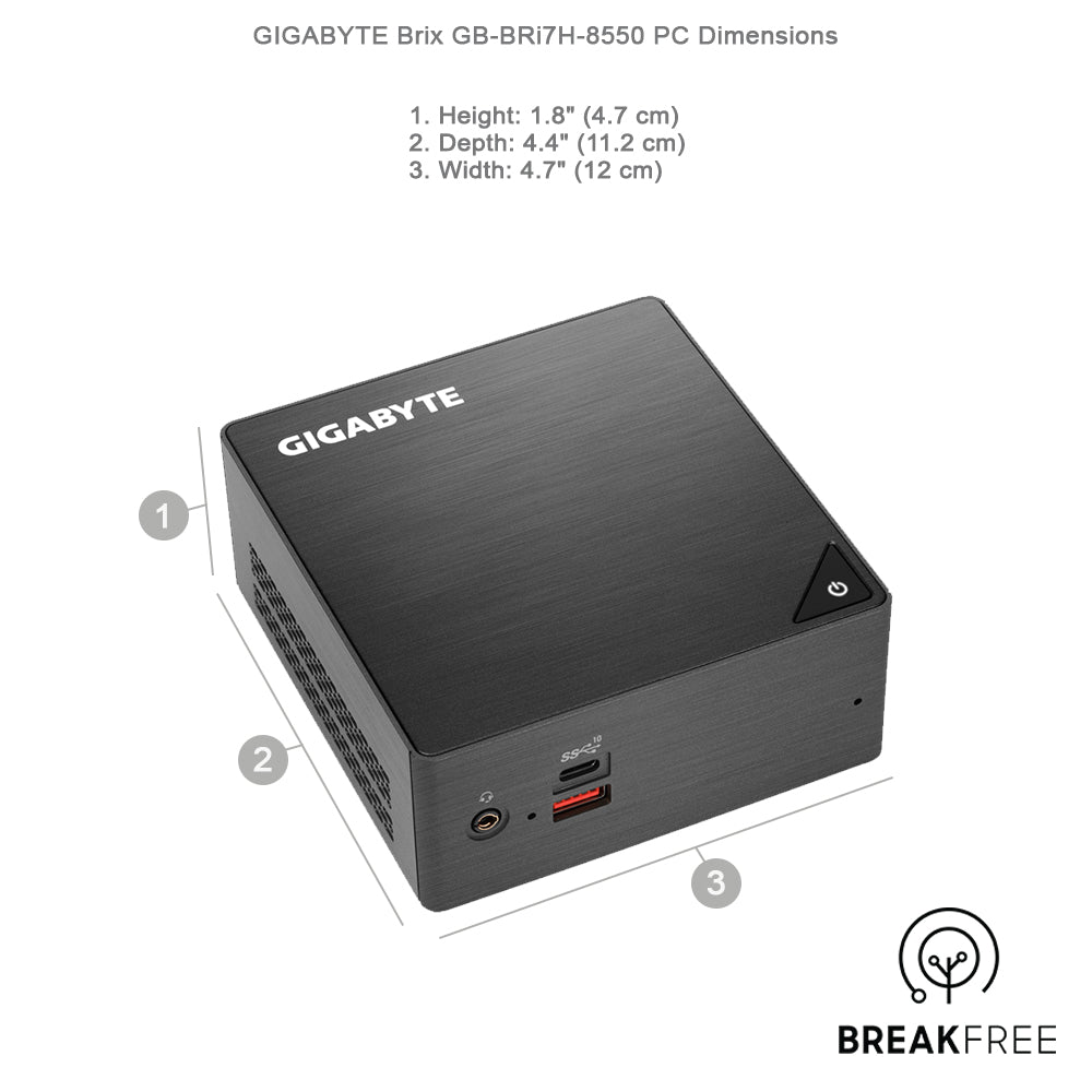 GIGABYTE Brix GB-BRi7H-8550 PC i7 8550U 4GHz 32GB RAM 500GB SSD WiFi Bluetooth