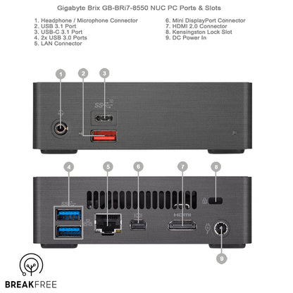 Gigabyte Brix GB-BRi7-8550 Mini PC WiFi Bluetooth